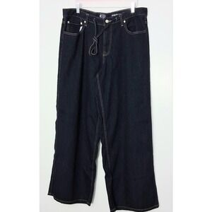 Scoop Jeans Women's Size 14 Dark Wash Low Slung Wide Leg Ties Pockets Pre-owned